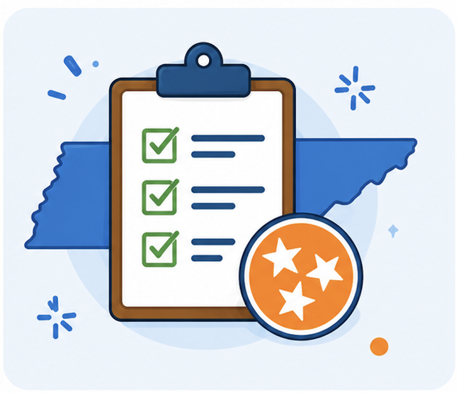 Clipboard with checklist representing Tennessee state education standards.