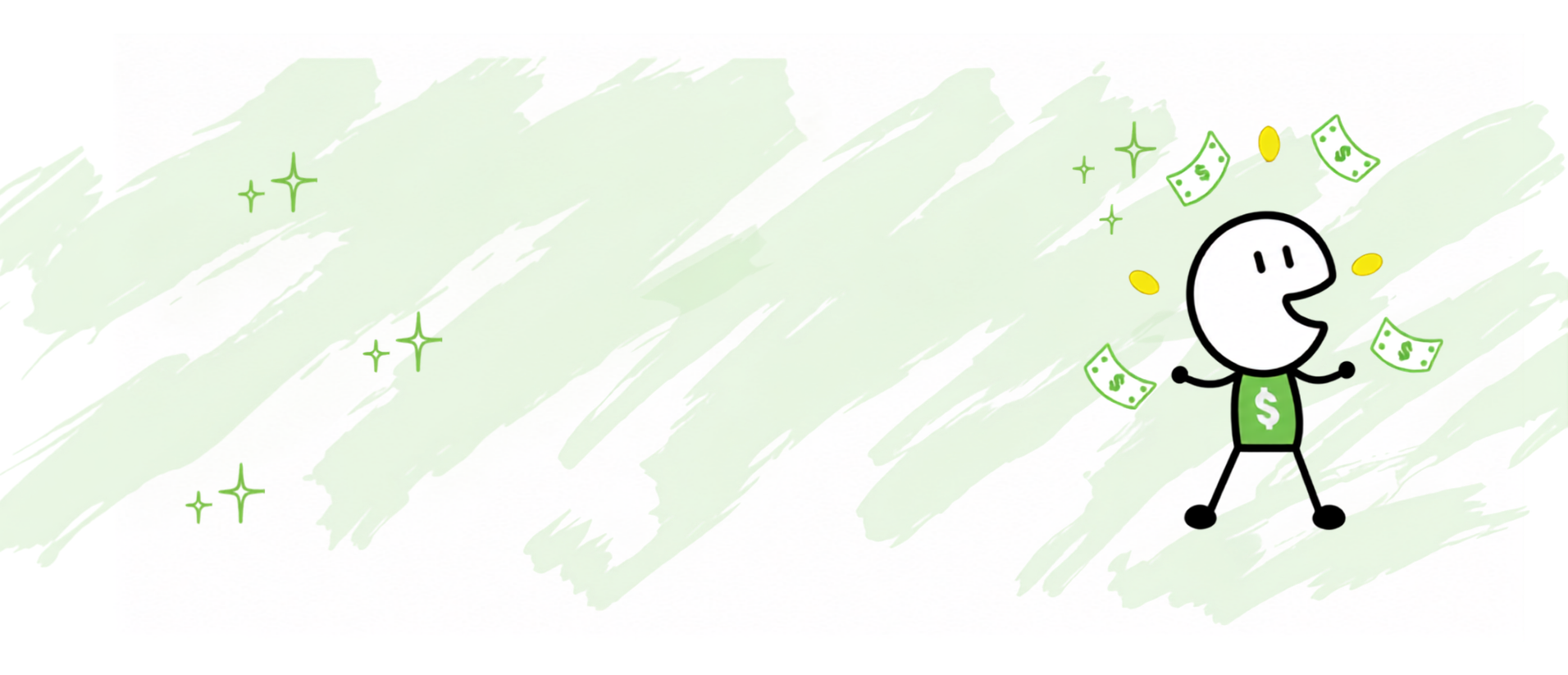 money week icon man with money and coins and stars around him 