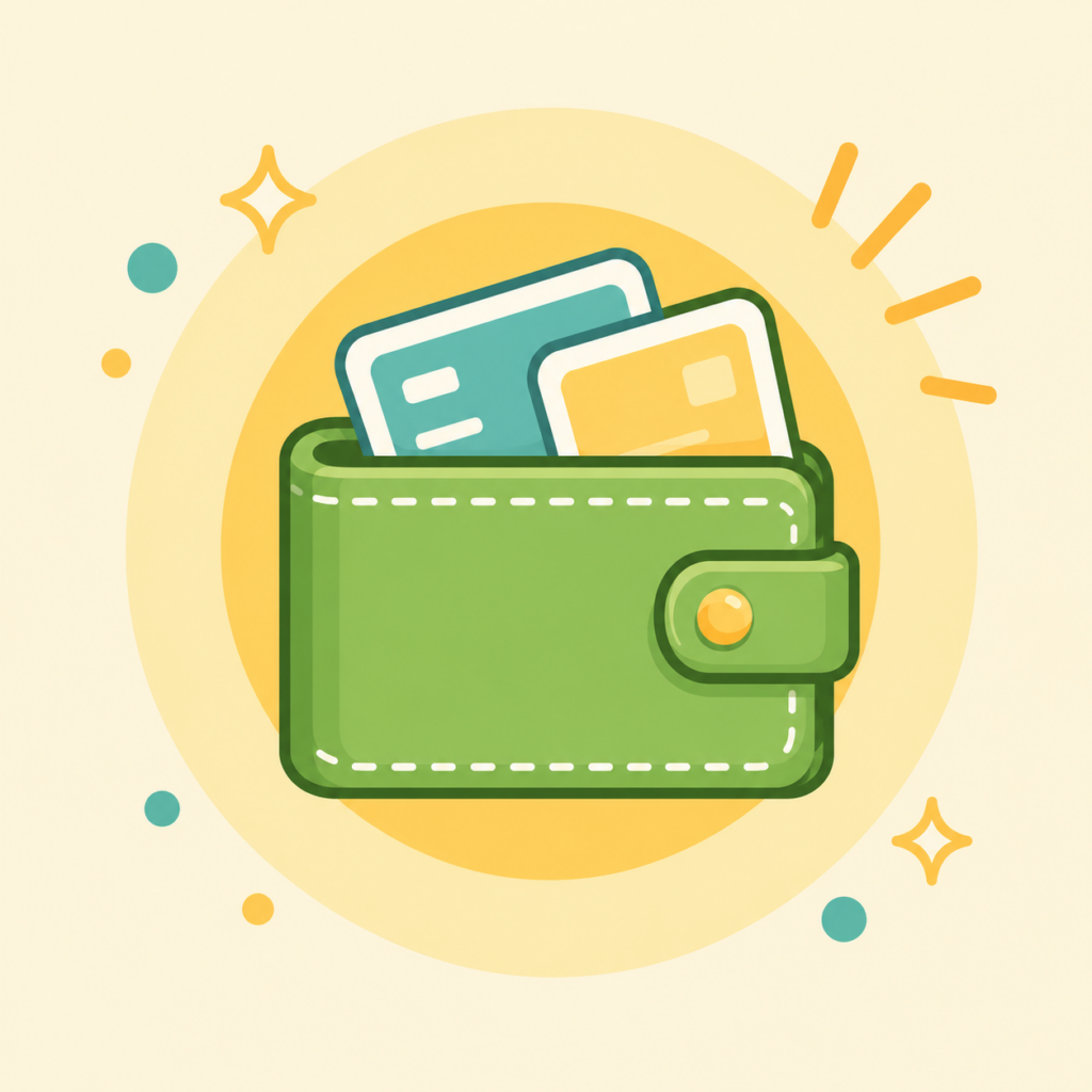 green wallet icon on a yellow background